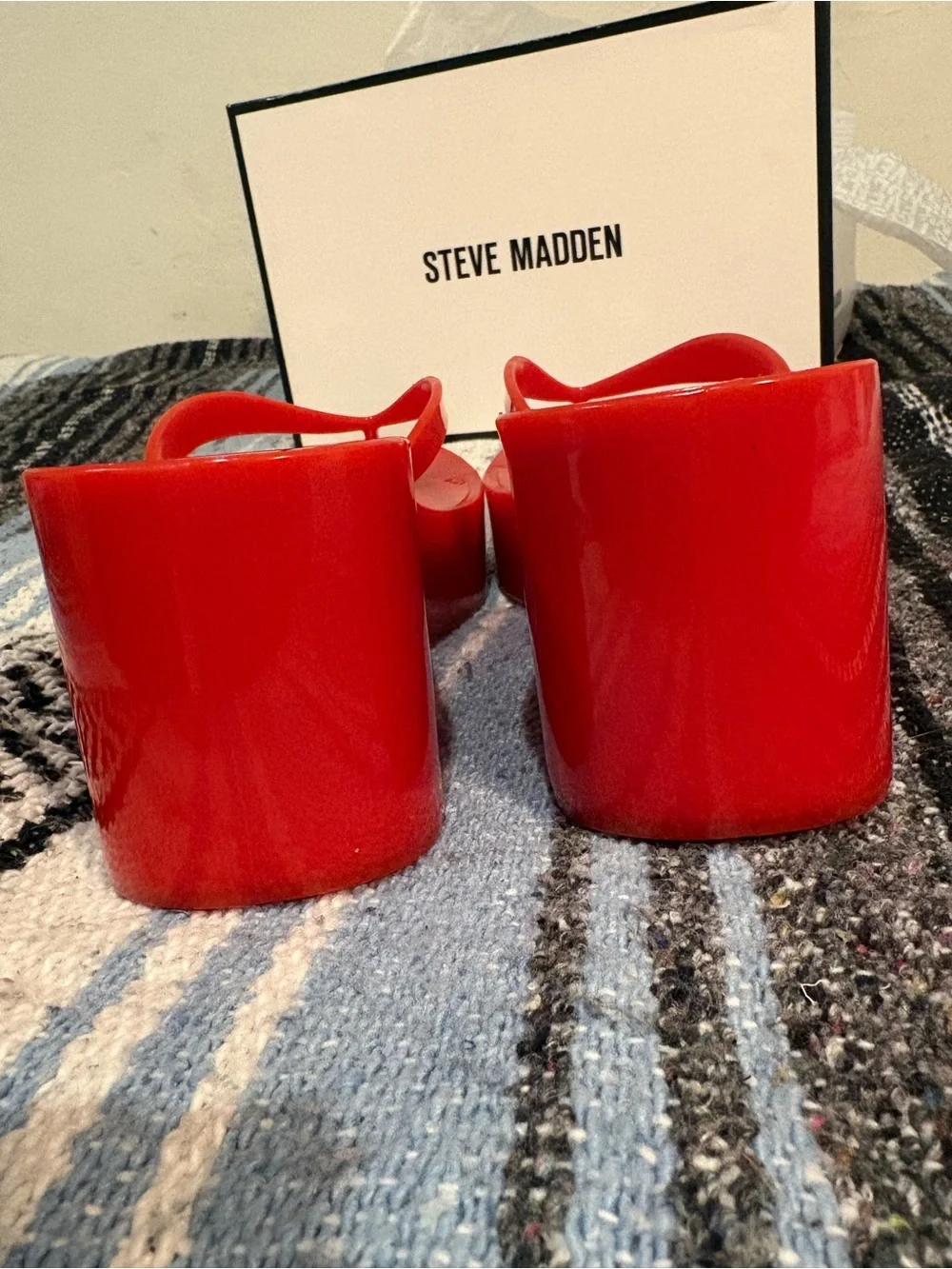 Steve Madden Red Orange  Platform Flip Flop Sandals, women’s 8, NWB & Tote Bag